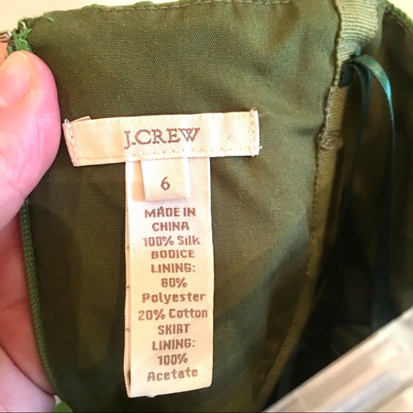 {J. Crew} Bright Green Silk Lined Strapless Dress - Picture 6 of 7